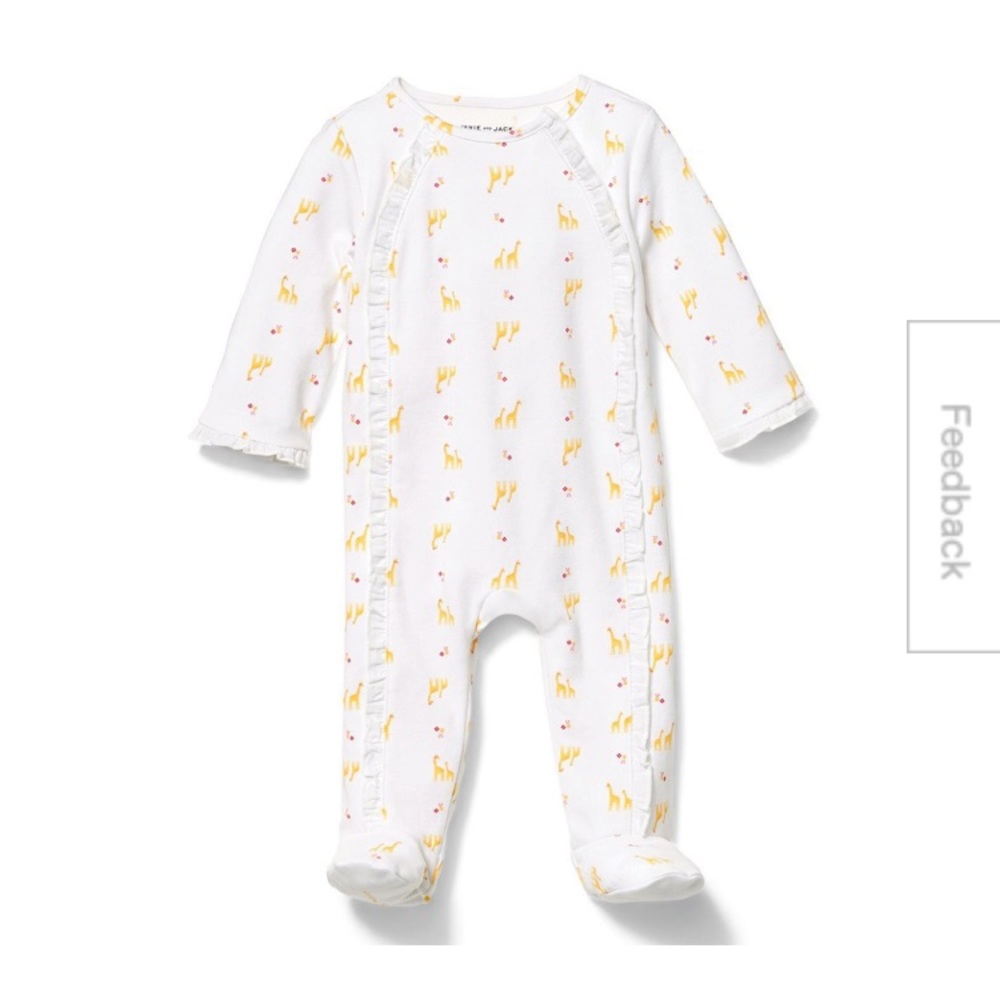 Janie and Jack Giraffe Print Ruffle Footie 0-3m